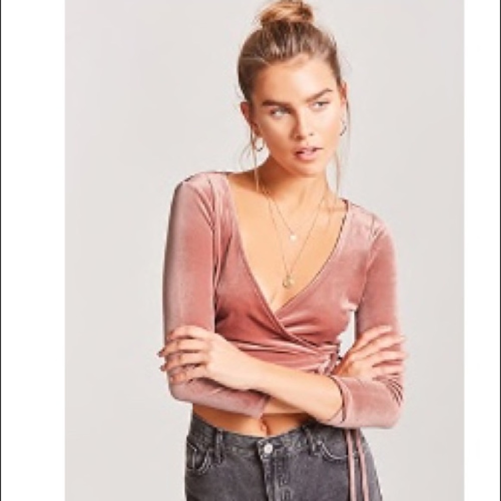 Velvet wrap top
